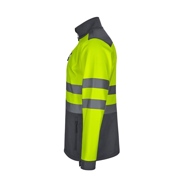 Chaqueta laboral softshell extra grande con forro polar 280 g/m2 color gris tercera vista Chaqueta laboral softshell extra grande con forro polar 280 g/m2 color gris tercera vista