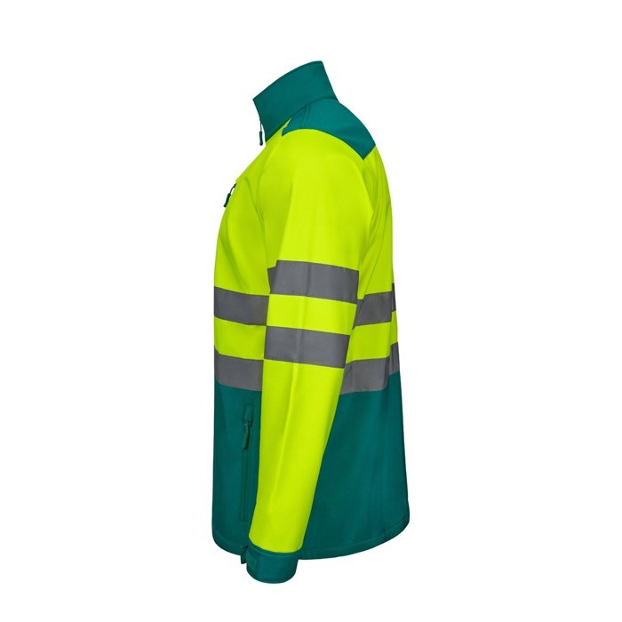 Chaqueta laboral softshell extra grande con forro polar 280 g/m2 color verde tercera vista Chaqueta laboral softshell extra grande con forro polar 280 g/m2 color verde tercera vista