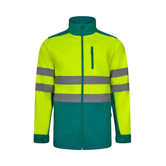 Chaqueta laboral softshell extra grande con forro polar 280 g/m2 color verde Chaqueta laboral softshell extra grande con forro polar 280 g/m2 color verde