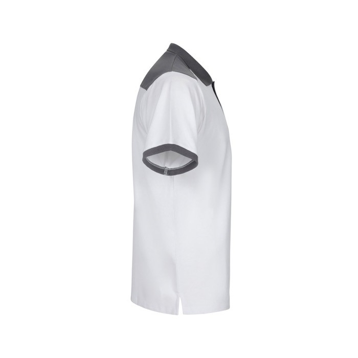 Polo de trabajo piqué unisex en manga corta de poliéster 200 g/m2 color blanco cuarta vista Polo de trabajo piqué unisex en manga corta de poliéster 200 g/m2 color blanco cuarta vista