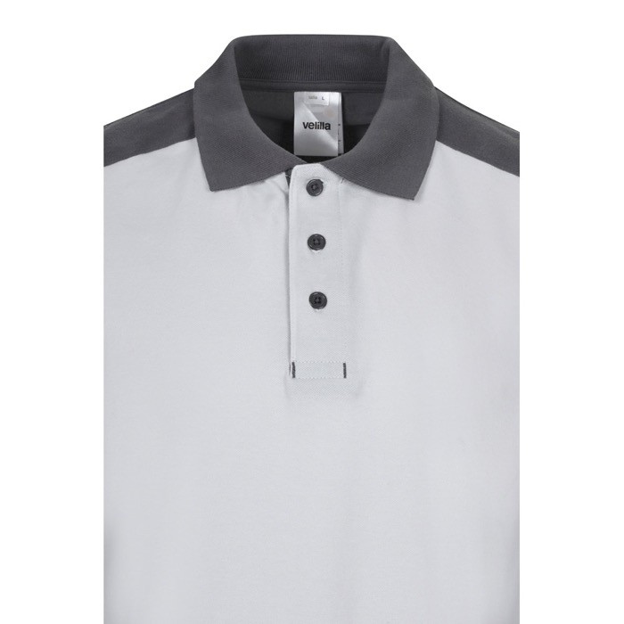 Polo de trabajo piqué unisex en manga corta de poliéster 200 g/m2 color blanco quinta vista Polo de trabajo piqué unisex en manga corta de poliéster 200 g/m2 color blanco quinta vista
