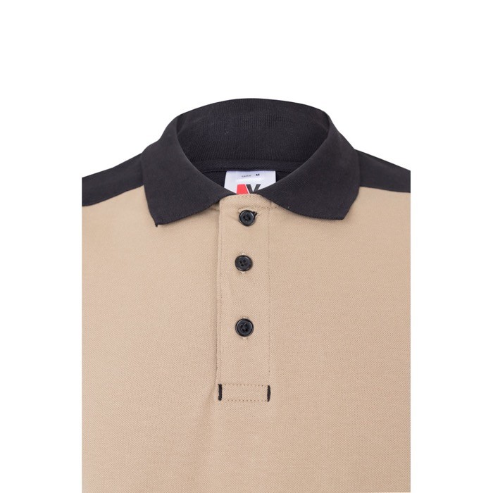 Polo de trabajo piqué unisex en manga corta de poliéster 200 g/m2 color beige sexta vista Polo de trabajo piqué unisex en manga corta de poliéster 200 g/m2 color beige sexta vista