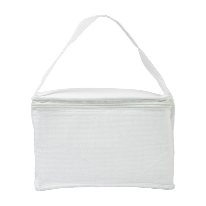 Bolsa nevera en varios colores con capacidad para 6 latas y asa a juego color blanco primera vista Bolsa nevera en varios colores con capacidad para 6 latas y asa a juego color blanco primera vista