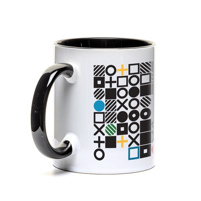 Taza de cerámica en varias opciones bicolor de 325ml color negro vista 1