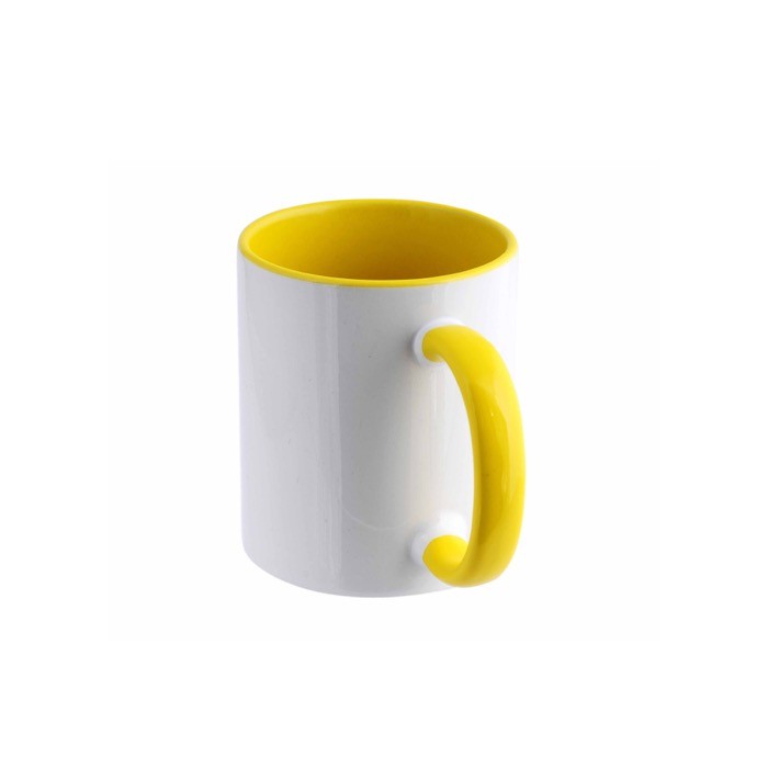 Taza de cerámica en varias opciones bicolor de 325ml color amarillo vista 1