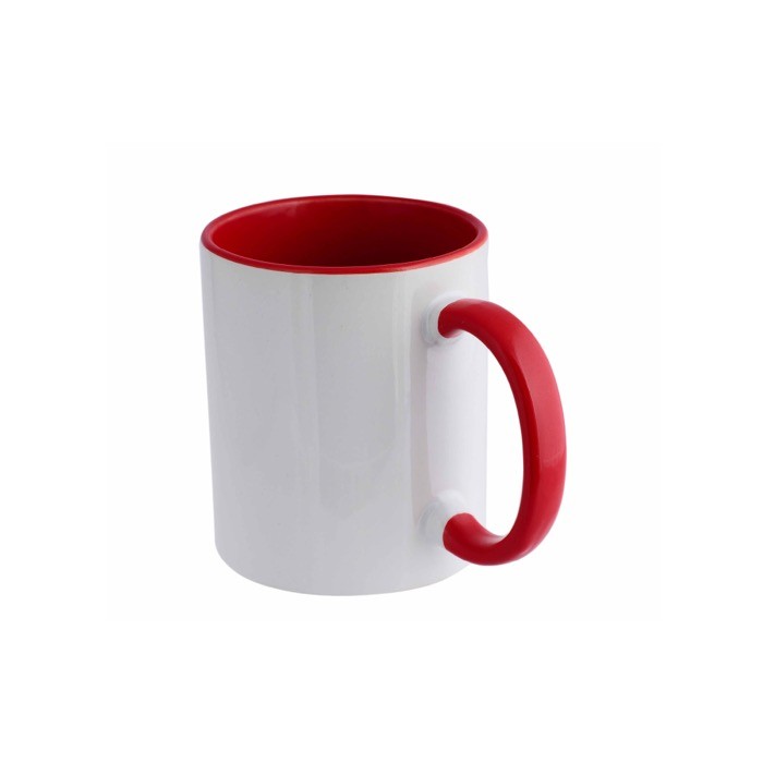 Taza de cerámica en varias opciones bicolor de 325ml color rojo vista 1