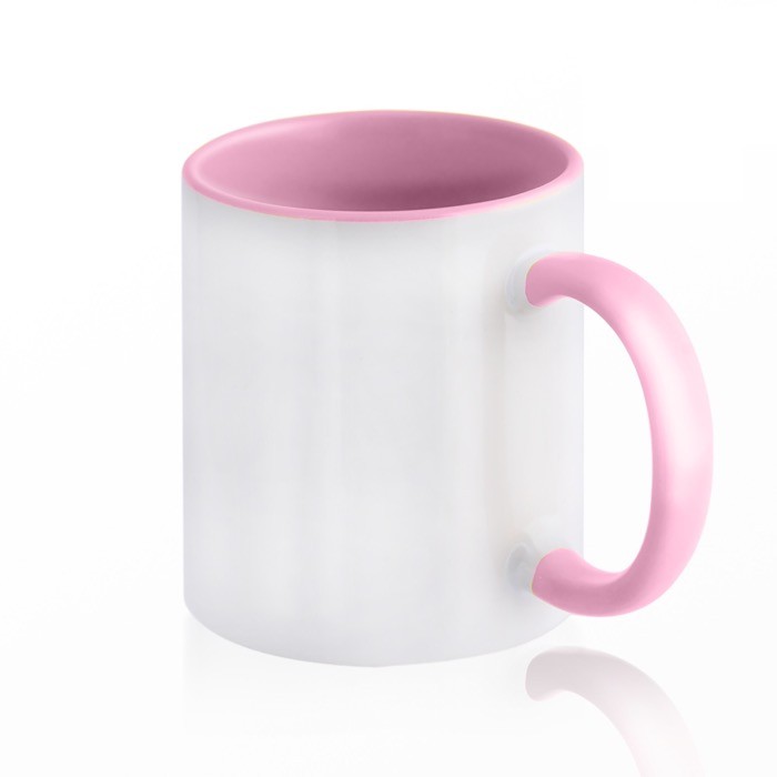Taza de cerámica en varias opciones bicolor de 325ml color rosa claro