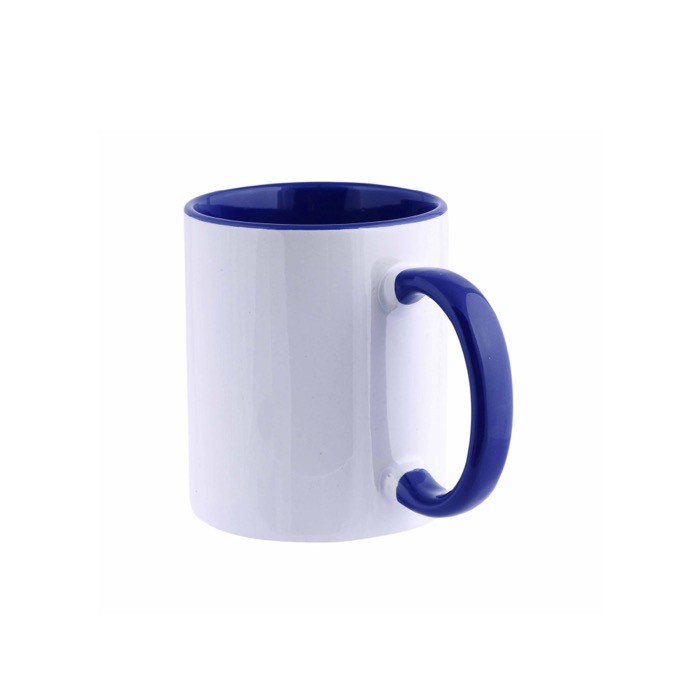 Taza de cerámica en varias opciones bicolor de 325ml color azul real vista 1