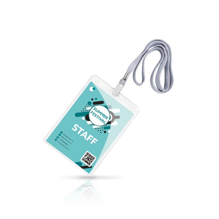 Identificador con cordón de poliéster desmontable 10.8x15.4cm