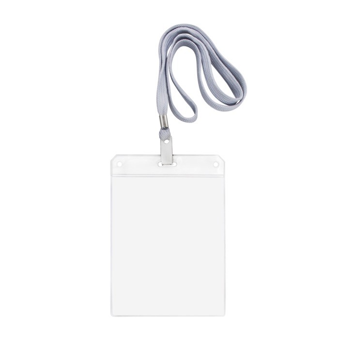Identificador con cordón de poliéster desmontable 10.8x15.4cm color transparente vista 1