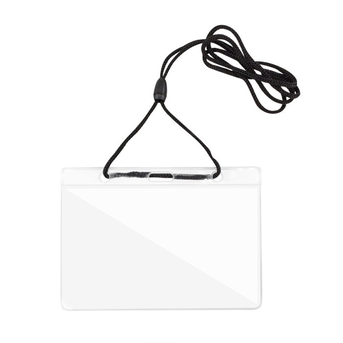 Identificador con cuerda ajustable para colgar 10.3x6.6cm color transparente Identificador con cuerda ajustable para colgar 10.3x6.6cm color transparente