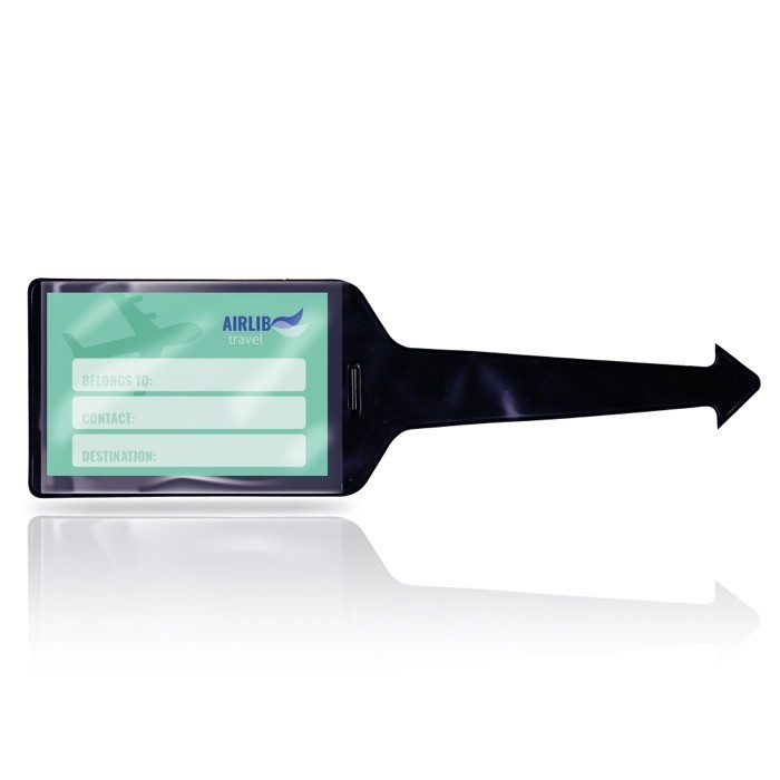 Identificador de maletas de varios colores con cara transparente color negro vista 1