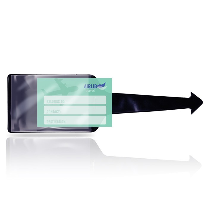 Identificador de maletas de varios colores con cara transparente color negro vista 2