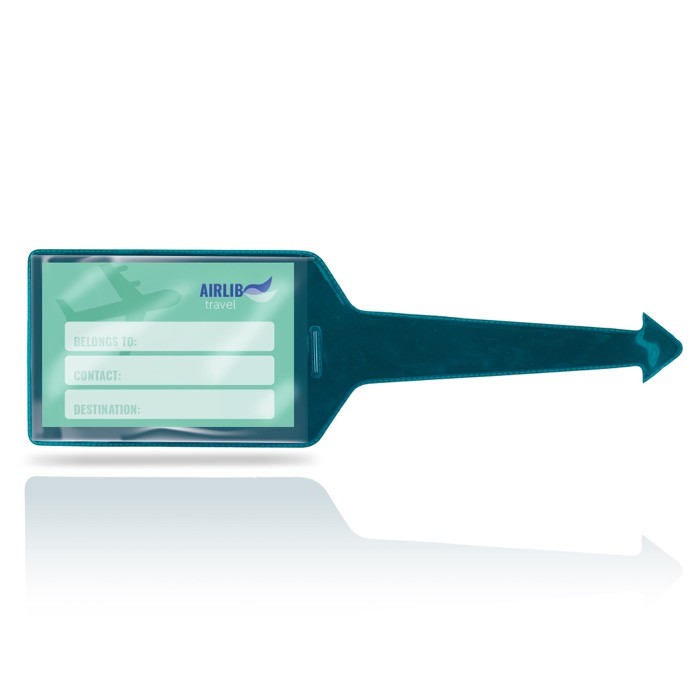 Identificador de maletas de varios colores con cara transparente color verde oscuro vista 1