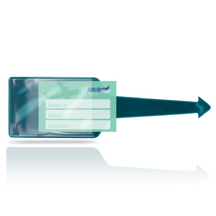 Identificador de maletas de varios colores con cara transparente color verde oscuro vista 2