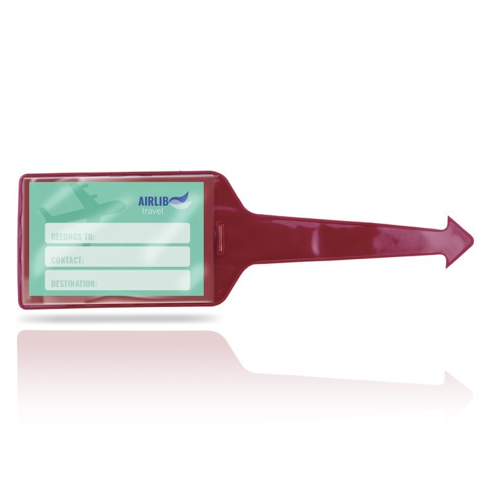 Identificador de maletas de varios colores con cara transparente color burdeos vista 1