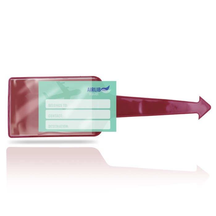 Identificador de maletas de varios colores con cara transparente color burdeos vista 2