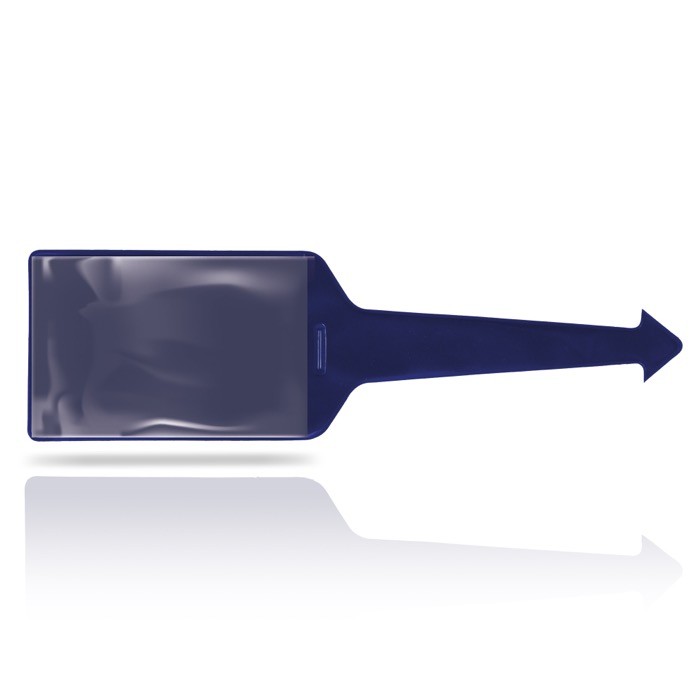 Identificador de maletas de varios colores con cara transparente color azul marino