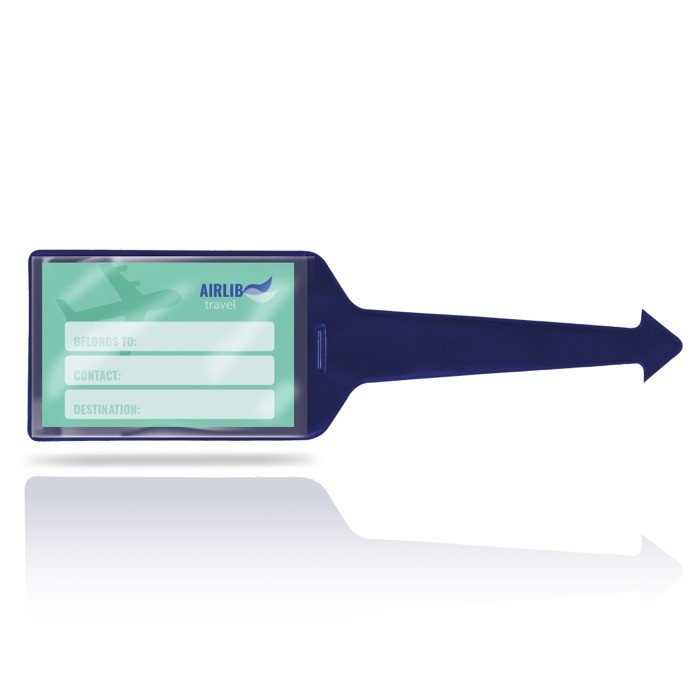 Identificador de maletas de varios colores con cara transparente color azul marino vista 1
