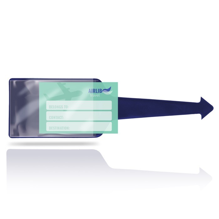 Identificador de maletas de varios colores con cara transparente color azul marino vista 2