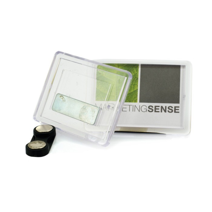 Identificador acrílico con imán con papel a 1 cara 4.9x3.5cm color transparente vista 2