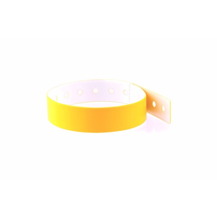 Pulsera fina de vinilo identificativa para festivales y fiestas color amarillo vista 3