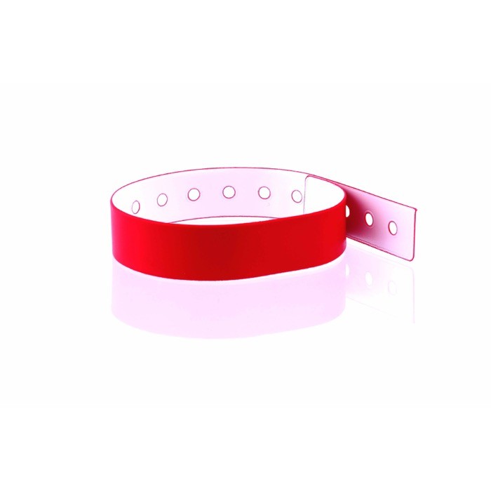 Pulsera fina de vinilo identificativa para festivales y fiestas color rojo vista 3