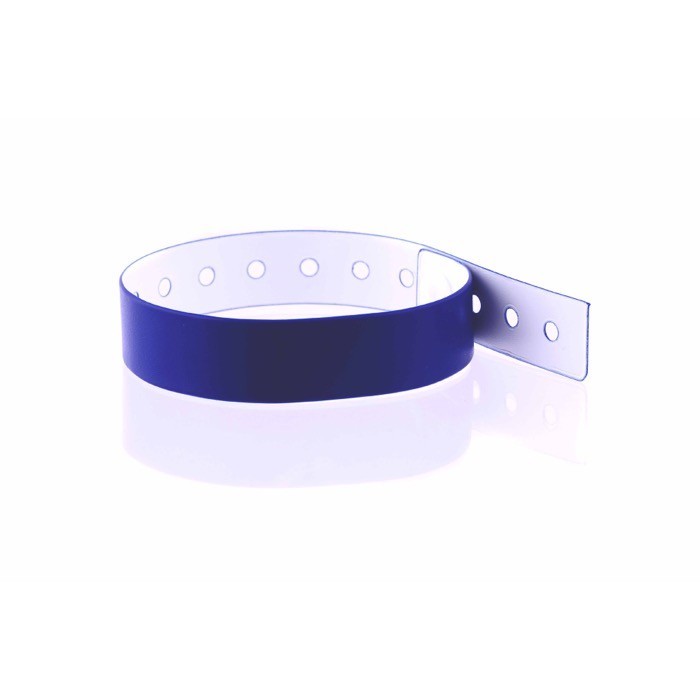 Pulsera fina de vinilo identificativa para festivales y fiestas color azul marino vista 3