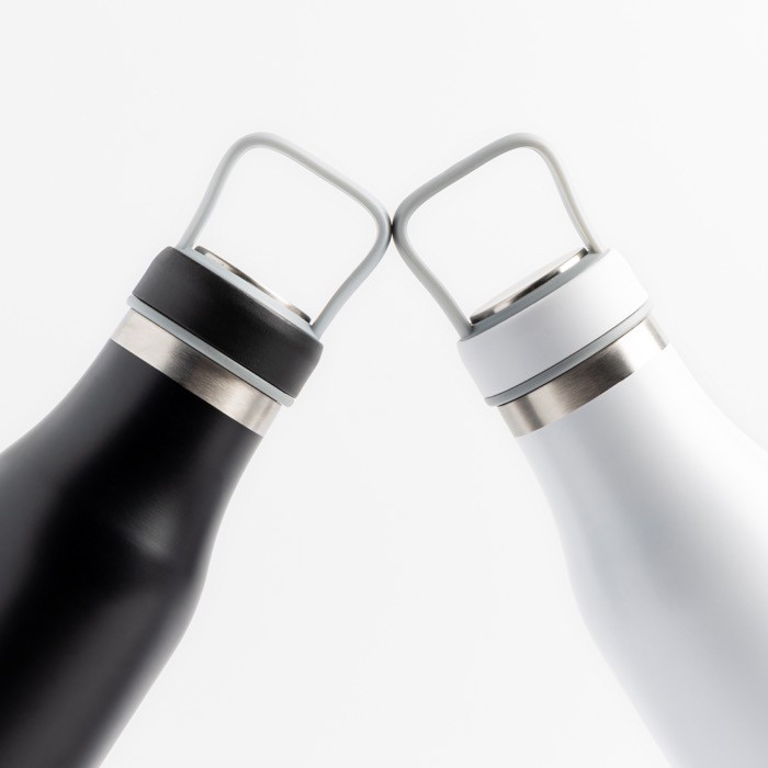 Botella termo con compartimento en la tapa y asa transporte 510ml vista 1 Botella termo con compartimento en la tapa y asa transporte 510ml vista 1