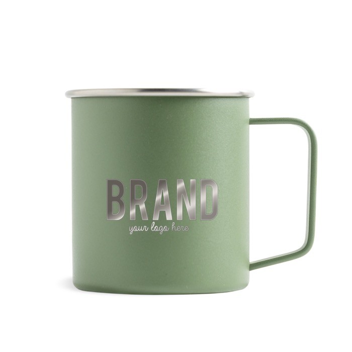 Taza de acero inoxidable reciclado con diseño moderno y asa 400ml Taza de acero inoxidable reciclado con diseño moderno y asa 400ml