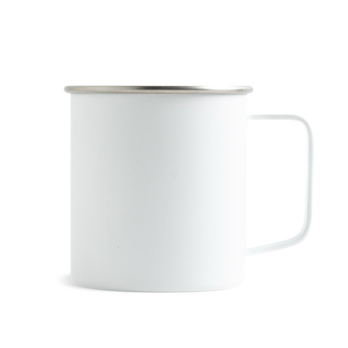 Taza de acero inoxidable reciclado con diseño moderno y asa 400ml color blanco Taza de acero inoxidable reciclado con diseño moderno y asa 400ml color blanco