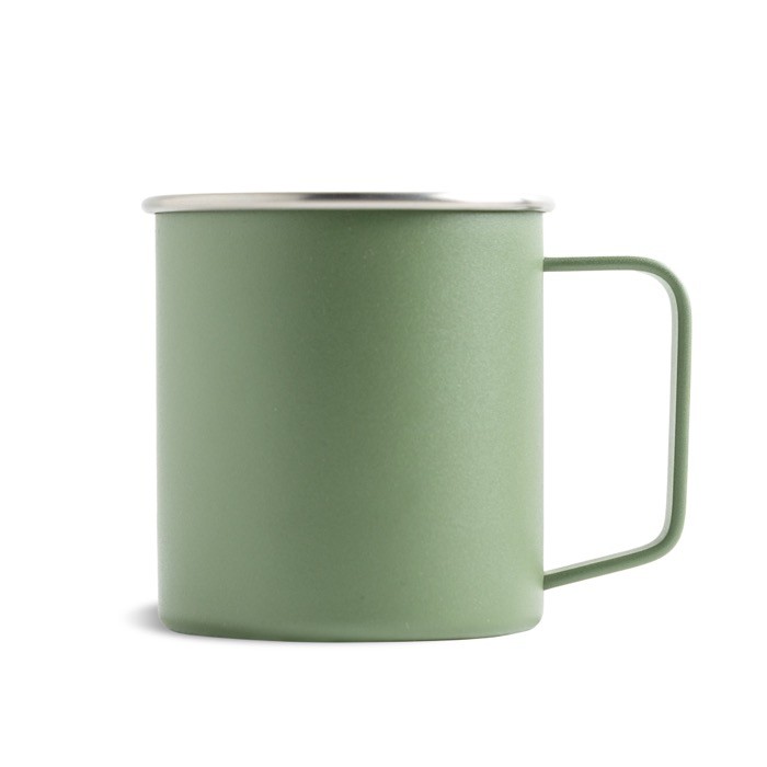 Taza de acero inoxidable reciclado con diseño moderno y asa 400ml color verde bosque Taza de acero inoxidable reciclado con diseño moderno y asa 400ml color verde bosque