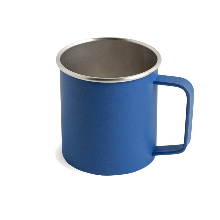 Taza de acero inoxidable reciclado con diseño moderno y asa 400ml color azul real vista 1 Taza de acero inoxidable reciclado con diseño moderno y asa 400ml color azul real vista 1