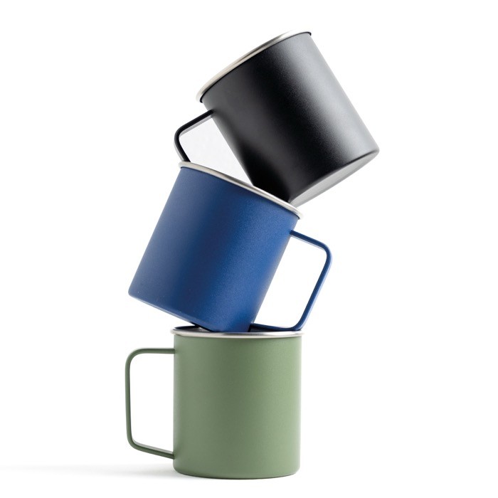 Taza de acero inoxidable reciclado con diseño moderno y asa 400ml vista 1 Taza de acero inoxidable reciclado con diseño moderno y asa 400ml vista 1