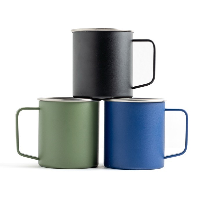 Taza de acero inoxidable reciclado con diseño moderno y asa 400ml vista 4 Taza de acero inoxidable reciclado con diseño moderno y asa 400ml vista 4