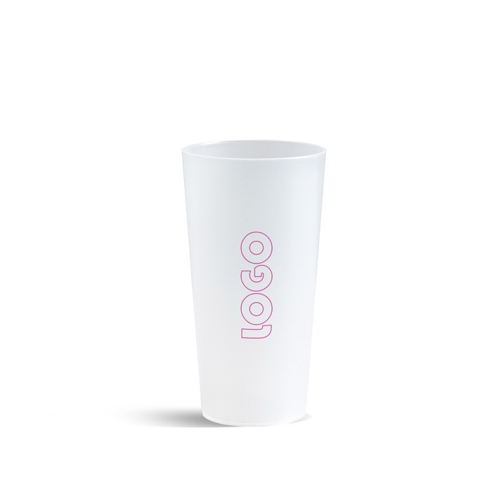 Vaso de plástico reutilizable ideal para fiestas hecho en EU 500ml vista con logo impreso Vaso de plástico reutilizable ideal para fiestas hecho en EU 500ml vista con logo impreso