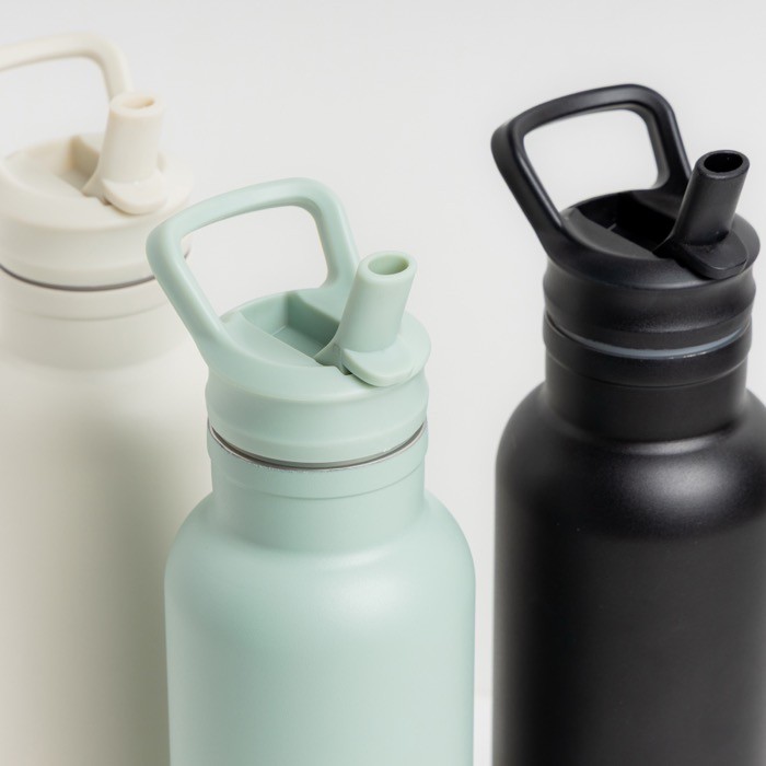 Botella térmica de acero inoxidable con asa fija y pajita plegable 500ml vista 1