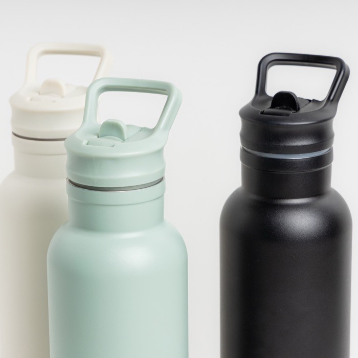 Botella térmica de acero inoxidable con asa fija y pajita plegable 500ml vista 4