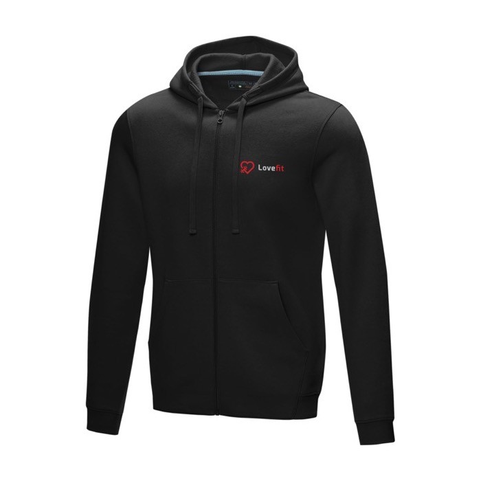 Sudadera algodón orgánico GOTS para hombre 280 g/m2 Elevate NXT color negro vista impresión serigrafía
