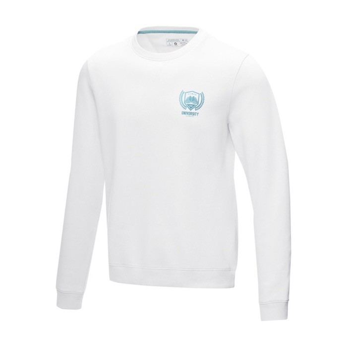 Jersey cuello redondo de hombre algodón orgánico GOTS 280 g/m2 Elevate NXT color blanco vista impresión transfer