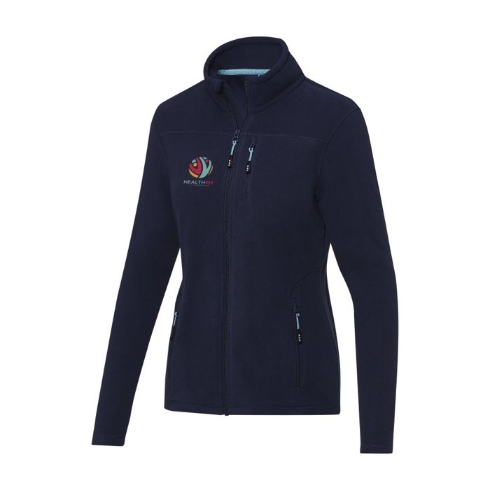 Chaqueta polar de mujer poliéster reciclado 174 g/m2 Elevate NXT color azul marino vista impresión serigrafía