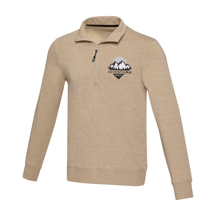 Jersey unisex de tejido reciclado con cremallera corta 280 g/m2 Elevate NXT vista impresión serigrafía Jersey unisex de tejido reciclado con cremallera corta 280 g/m2 Elevate NXT vista impresión serigrafía