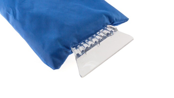 Rascador de hielo con manopla de protección de poliéster color azul tercera vista