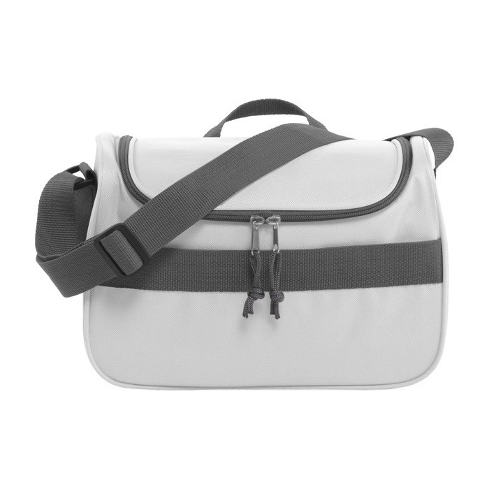 Bolsa nevera de poliéster con asa de transporte ajustable color blanco primera vista