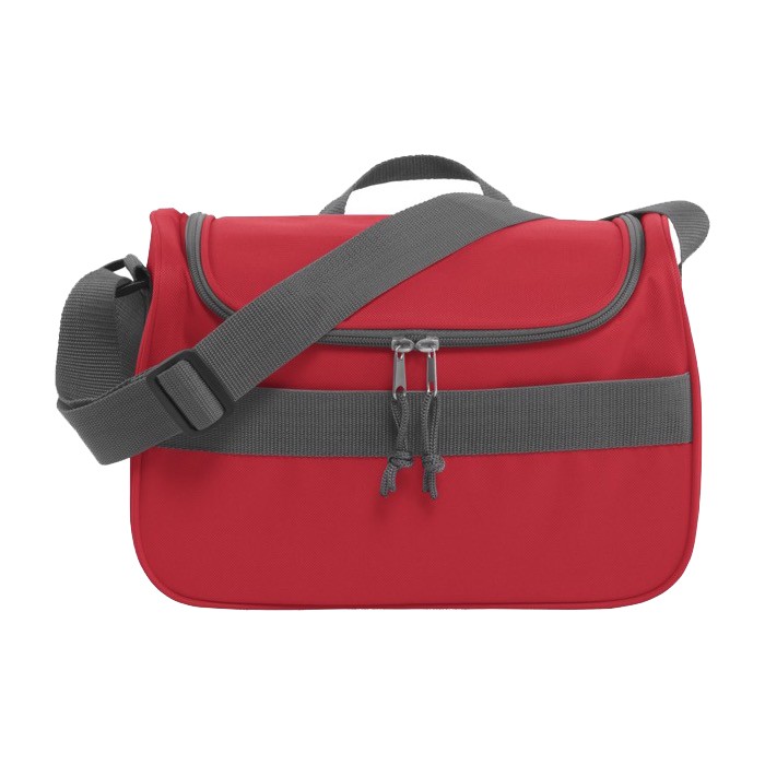 Bolsa nevera de poliéster con asa de transporte ajustable color rojo quinta vista