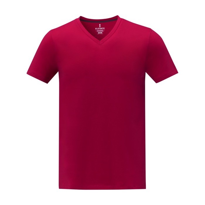 Camiseta cuello en V de hombre algodón 160 g/m2 Elevate Life color rojo segunda vista frontal
