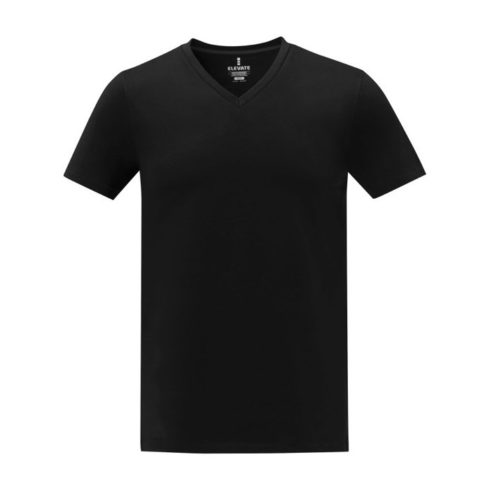 Camiseta cuello en V de hombre algodón 160 g/m2 Elevate Life color negro segunda vista frontal