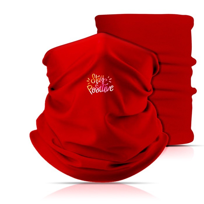 Braga de poliéster y elastano para proteger boca y nariz color rojo vista con logo impreso Braga de poliéster y elastano para proteger boca y nariz color rojo vista con logo impreso