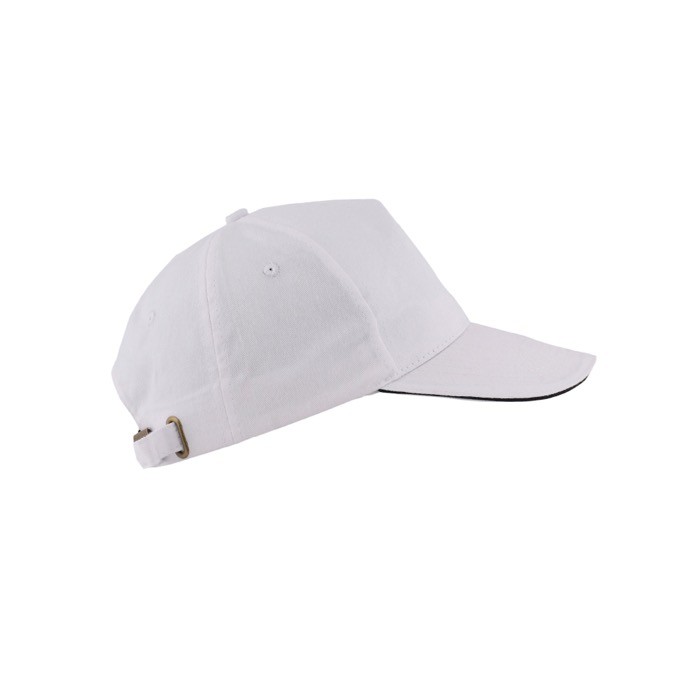 Gorra de sarga de algodón con cierre de metal ajustable 160 g/m2 color blanco vista 1