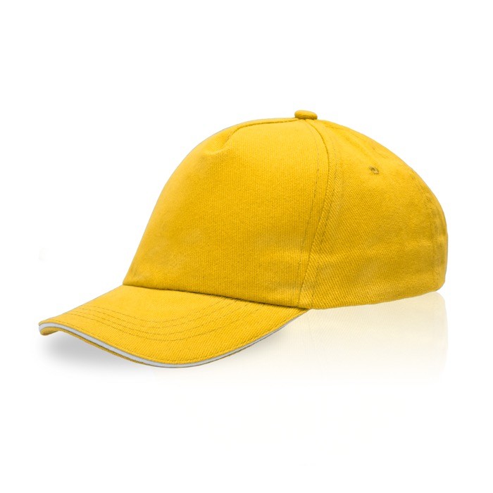 Gorra infantil de algodón con detalle de color en visera 255 g/m2 color amarillo